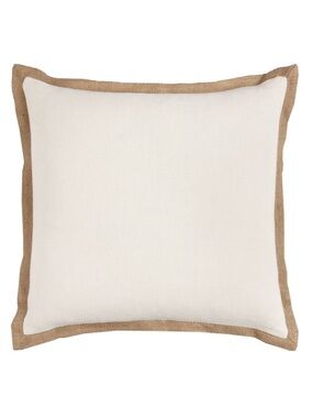 Rizzy Home Jute Canvas 22"x22" Oversized Solid Square Throw Pillow neutral cream